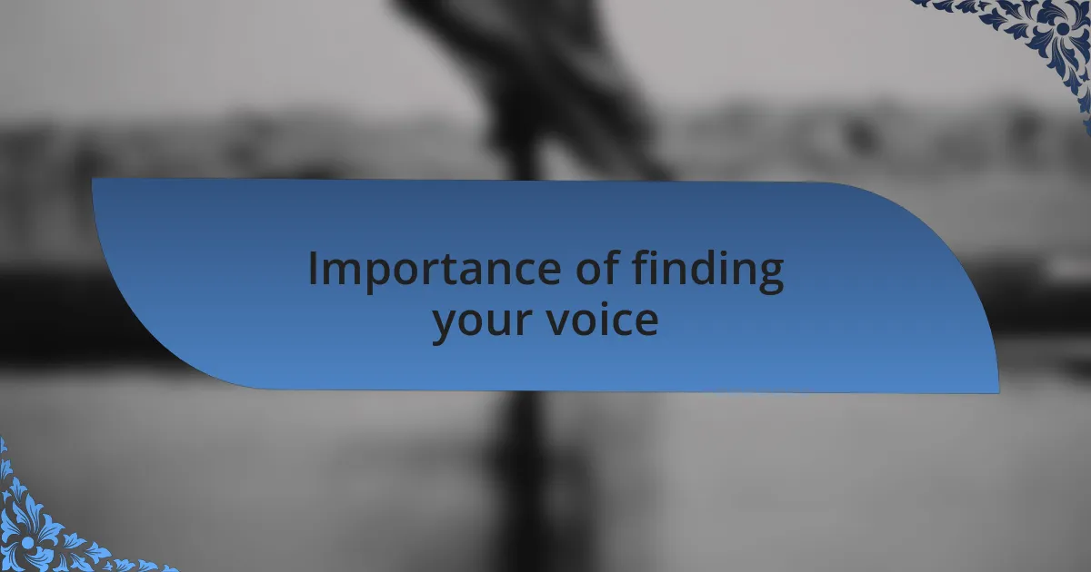 Importance of finding your voice