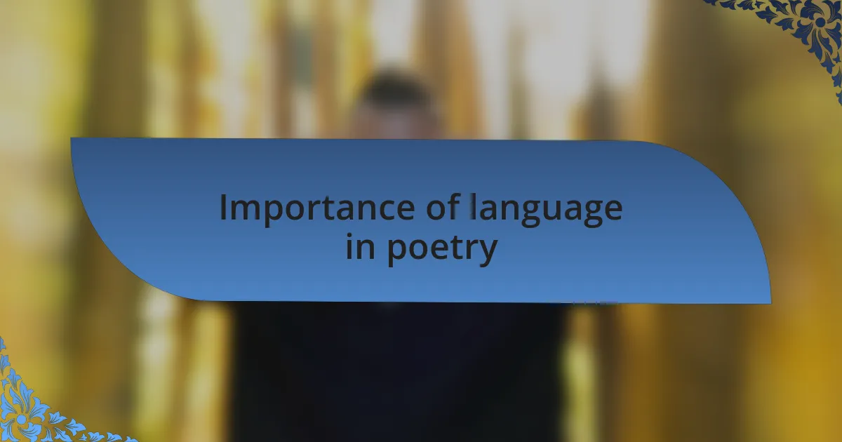 Importance of language in poetry