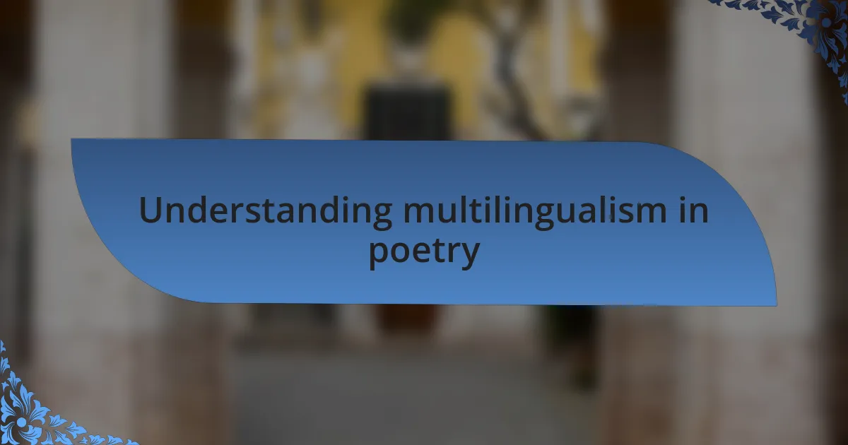 Understanding multilingualism in poetry